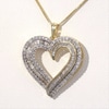 Thumbnail Image 4 of 0.95 CT. T.W. Baguette and Round Diamond Double Row Heart Pendant in 10K Gold