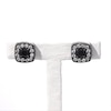 0.37 CT. T.W. Enhanced Black and White Diamond Cushion Frame Stud Earrings in 10K White Gold with Black Rhodium