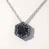 1.23 CT. T.W. Enhanced Black and White Diamond Hexagonal Frame Pendant in 10K White Gold with Black Rhodium