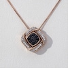 0.23 CT. T.W. Enhanced Black Composite and White Diamond Tilted Cushion Frame Two Piece Pendant in 10K Rose Gold