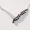 0.95 CT. T.W. Enhanced Black and White Diamond Chevron Scatter Necklace in 10K White Gold