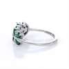 Marquise Lab-Created Emerald and 0.066 CT. T.W. Diamond Leaves Ring in Sterling Silver