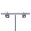 5.0mm Lab-Created Pink Sapphire and 0.115 CT. T.W. Diamond Double Row Teardrop Frame Stud Earrings in Sterling Silver