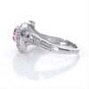 6.0mm Lab-Created Pink Sapphire and 0.085 CT. T.W. Diamond Double Row Swirl Ring in Sterling Silver