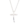 Diamond Accent Curved Cross Pendant in Sterling Silver