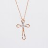 0.04 CT. Diamond Solitaire Flared Cross Pendant in 10K Rose Gold