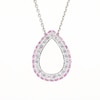 White and Pink Lab-Created Sapphire Outer Edge Teardrop Outline Pendant in Sterling Silver