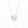 6.0mm Heart-Shaped Simulated Aquamarine and White Lab-Created Sapphire Frame Pendant in Sterling Silver