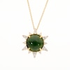 10.0mm Jade and 0.145 CT. T.W. Diamond Sunburst Frame Pendant in 14K Gold