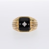 Men's Elongated Cushion-Cut Black Onyx and Diamond Accent Triple Row Ribbed Shank Ring in 10K Gold