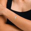 0.09 CT. T.W. Diamond Aqua Blue Enamel Horizontal Bar Bracelet in Sterling Silver with 14K Gold Plate