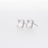 Emerald-Cut White Lab-Created Sapphire Pendant and Stud Earrings Set in Sterling Silver