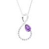 Pear-Shaped Amethyst and White Lab-Created Sapphire Loop Infinity Pendant in Sterling Silver