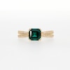 7.0mm Asscher-Cut Lab-Created Emerald and White Lab-Created Sapphire Edge Ring in 10K Gold