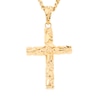 Men's Nugget Cross Pendant in Stainless Steel with Yellow Ion-Plate - 24"