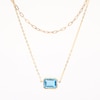 Sideways Emerald-Cut Swiss Blue Topaz Double Chain Necklace in 10K Gold - 17"