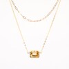 Sideways Emerald-Cut Citrine Double Chain Necklace in 10K Gold - 17"