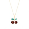 Garnet and Marquise Lab-Created Emerald Cherries Pendant in 10K Gold