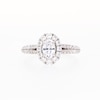 Vera Wang Love Collection Canadian Certified Oval Centre Diamond CT. T.W. Frame Engagement Ring in 14K White Gold