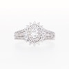 0.95 CT. T.W. Oval Diamond Shadow Frame Multi-Row Engagement Ring in 14K White Gold (I/I2)