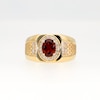 Men's Oval Garnet and 0.25 CT. T.W. Diamond Square-Top Nugget Ring in 10K Gold