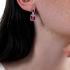 Emerald-Cut Lab-Created Ruby and White Lab-Created Sapphire Frame Dangle Drop Earrings in Sterling Silver