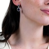 Oval Blue Lab-Created Sapphire and White Lab-Created Sapphire Frame Dangle Drop Earrings in Sterling Silver