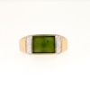 Men's Sideways Rectangular-Cut Jade and 0.145 CT. T.W. Diamond Collar Ring in 14K Gold