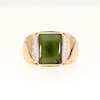 Men's Baguette-Cut Cabochon Jade and 0.115 CT. T.W. Diamond Collar Ring in 14K Gold