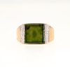 Men's 11.0mm Square-Cut Jade and 0.20 CT. T.W. Diamond Ring in 14K Gold