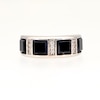 Men's Square-Cut Onyx and 0.15 CT. T.W. Diamond Linear Station Band in 10K White Gold