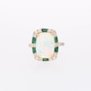 EFFY™ Collection Cushion Opal, Emerald and 0.45 CT. T.W. Diamond Frame Ring in 14K Gold