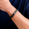 Men's Wrench Pattern Link Bracelet with Carbon Fibre Inlay in Stainless Steel with Black Ion-Plate - 8.75"