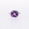 Cushion-Cut Amethyst and White Lab-Created Sapphire Ring in Sterling Silver