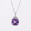 Cushion-Cut Amethyst and White Lab-Created Sapphire Pendant in Sterling Silver