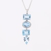 EFFY™ Collection Multi-Shape Aquamarine and 0.085 CT. T.W. Diamond Linear Pendant 14K White Gold