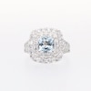 Aquamarine and 1.50 CT. T.W. Certified Lab-Created Diamond Cushion Frame Ring in 10K White Gold (F/SI2)