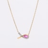 Pink Lab-Created Sapphire and Diamond Accent Awareness Ribbon Necklace in 10K Gold