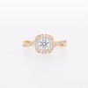 0.90 CT. T.W. GIA-Graded Diamond Cushion Frame Crossover Shank Engagement Ring in 14K Gold (F/SI2)