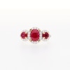 Certified Ruby and 0.50 CT. T.W. Certified Lab-Created Diamond Framed Three-Stone Ring in 1OK Gold