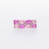 Sideways Oval Pink and White Lab-Created Sapphire Alternating Double Row Ring in Sterling Silver