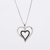 White Lab-Created Sapphire and Black Sapphire Double Heart Pendant in Sterling Silver