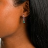 Oval Lab-Created Emerald and White Lab-Created Sapphire Drop Earrings in Sterling Silver