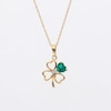 4.0mm Heart-Shaped Lab-Created Emerald and Diamond Accent Clover Pendant in 10K Gold