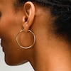 35.0mm Tube Hoop Earrings in Hollow 18K Gold