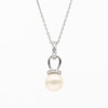 Freshwater Cultured Pearl and White Lab-Created Sapphire Pendant and Earrings Set in Sterling Silver