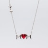 6.0mm Heart-Shaped Lab-Created Ruby and White Lab-Created Sapphire "MOM" with Dog Bone Necklace in Sterling Silver