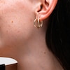 Polished Tube and Rope-Textured Hoop Earrings Set in Hollow 10K Gold