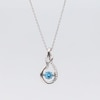 Unstoppable Love™ 5.0mm Swiss Blue Topaz and White Lab-Created Sapphire Intertwined Teardrop Pendant in Sterling Silver