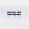 Vera Wang Love Collection Men’s 0.23 CT. T.W. Diamond and Blue Sapphire Tripe Row Wedding Band in 14K White Gold